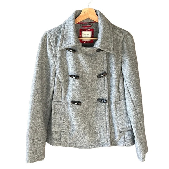 Old Navy Pea Coat Wool Blend Gray. Toggle Buttons. Sz M - Picture 1 of 10